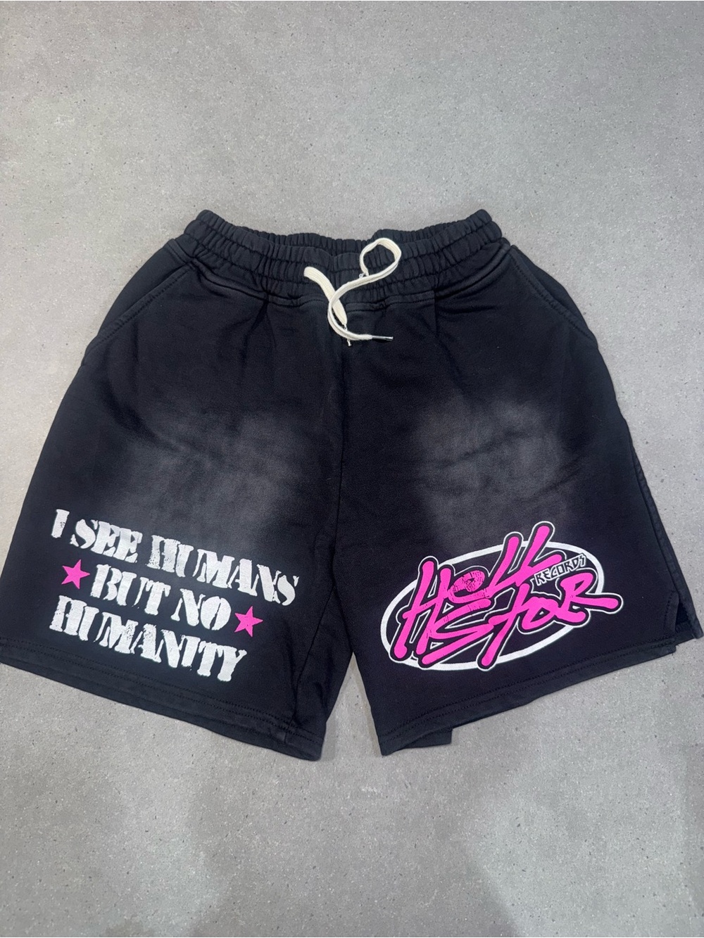 Black hellstar Drawstring Shorts - "I See Humans"